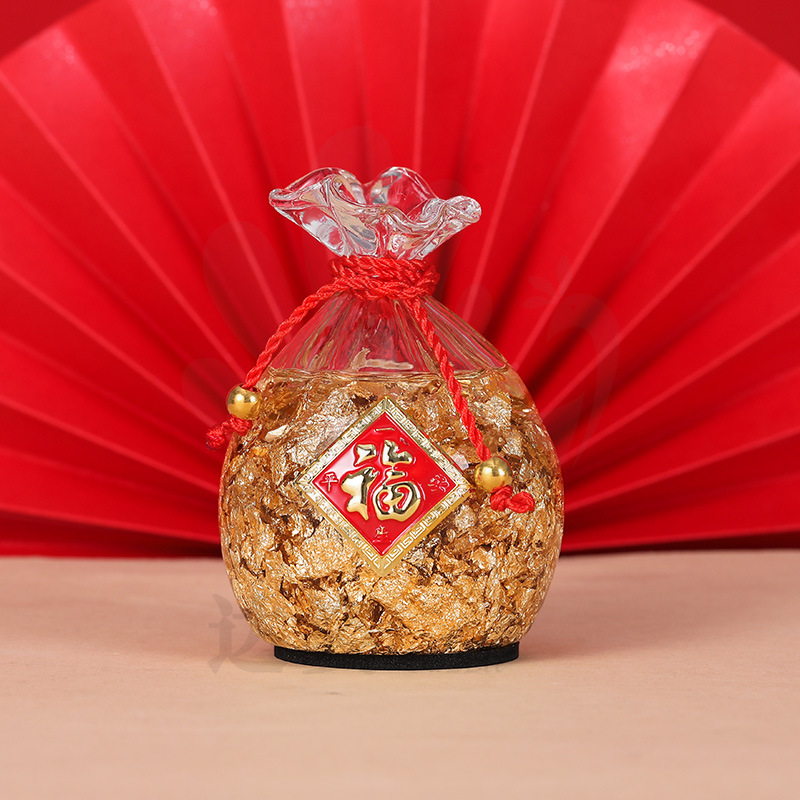 Fábrica al por mayor artesanía decoración regalo Apple creativo salón de escritorio cristal hogar hoja oro plana seguro