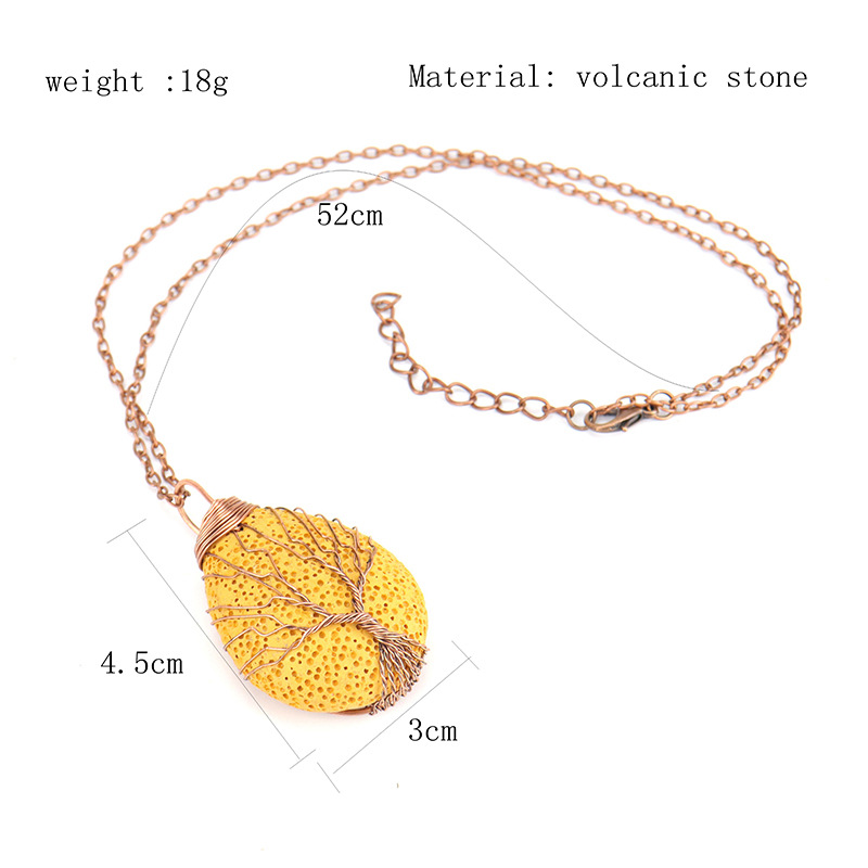 Retro Leaf Alloy Plating Volcanic rock Pendant Necklace 1 Piece