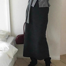 不退不换2024冬季新款韩国东大门纯色松紧腰显瘦直筒针织半身裙女