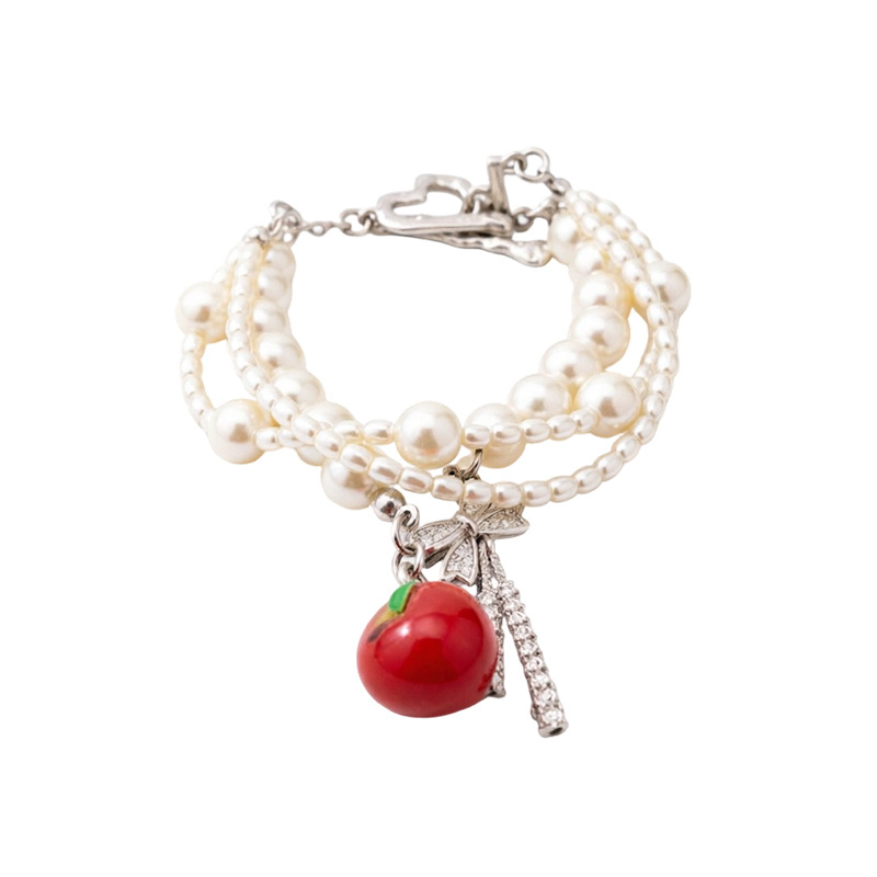 Multicapa cuentas zircon arco manzana OT cadena pulsera de perlas ligera pulsera de nicho de lujo temperamento personalidad joyas de mano mujer