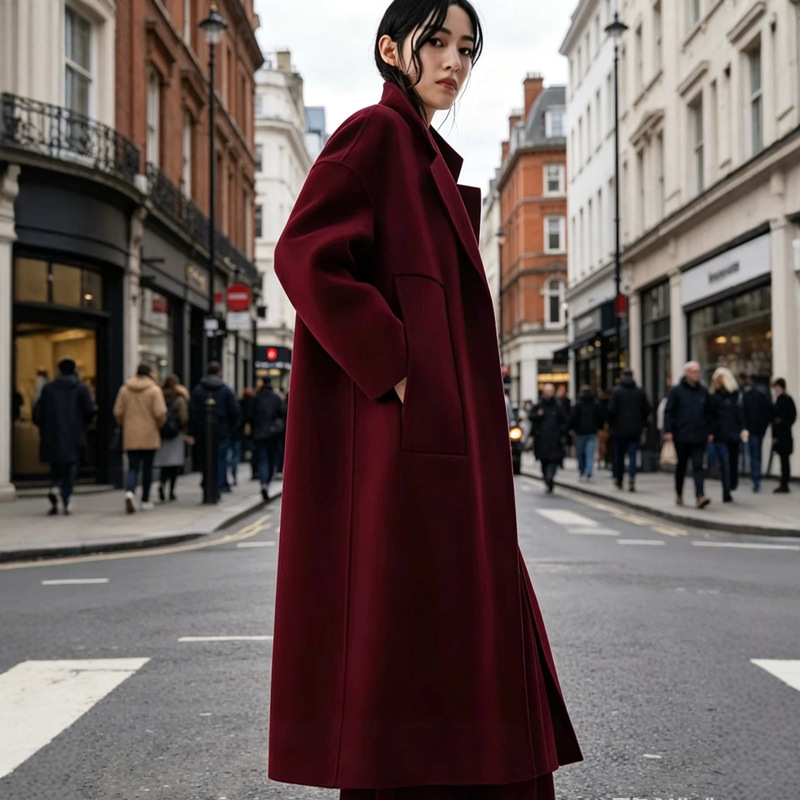 Double-Sided Wool Coat for Women, New Autumn and Winter Mid-Length Korean Style Loose High-End High-Quality Woolen Coat, Thickened
