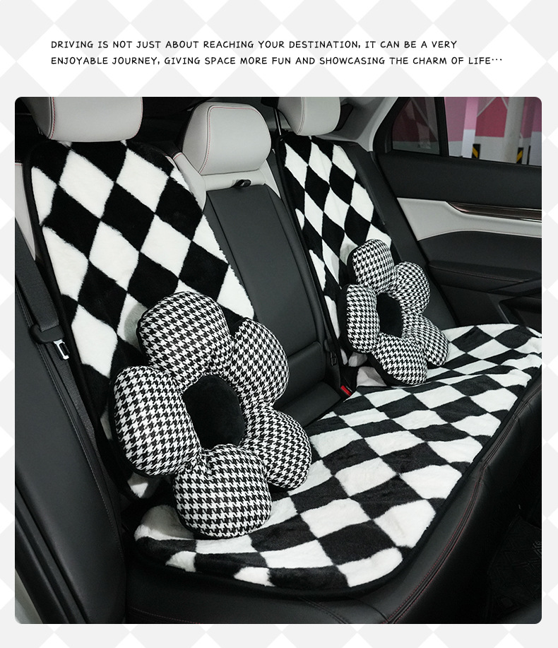 Blue Rain Car Seat Cushion Winter Simple Diamond Pattern Car Seat Cover Plush Warm Comfortable Anti-Freeze Car Seat Cover