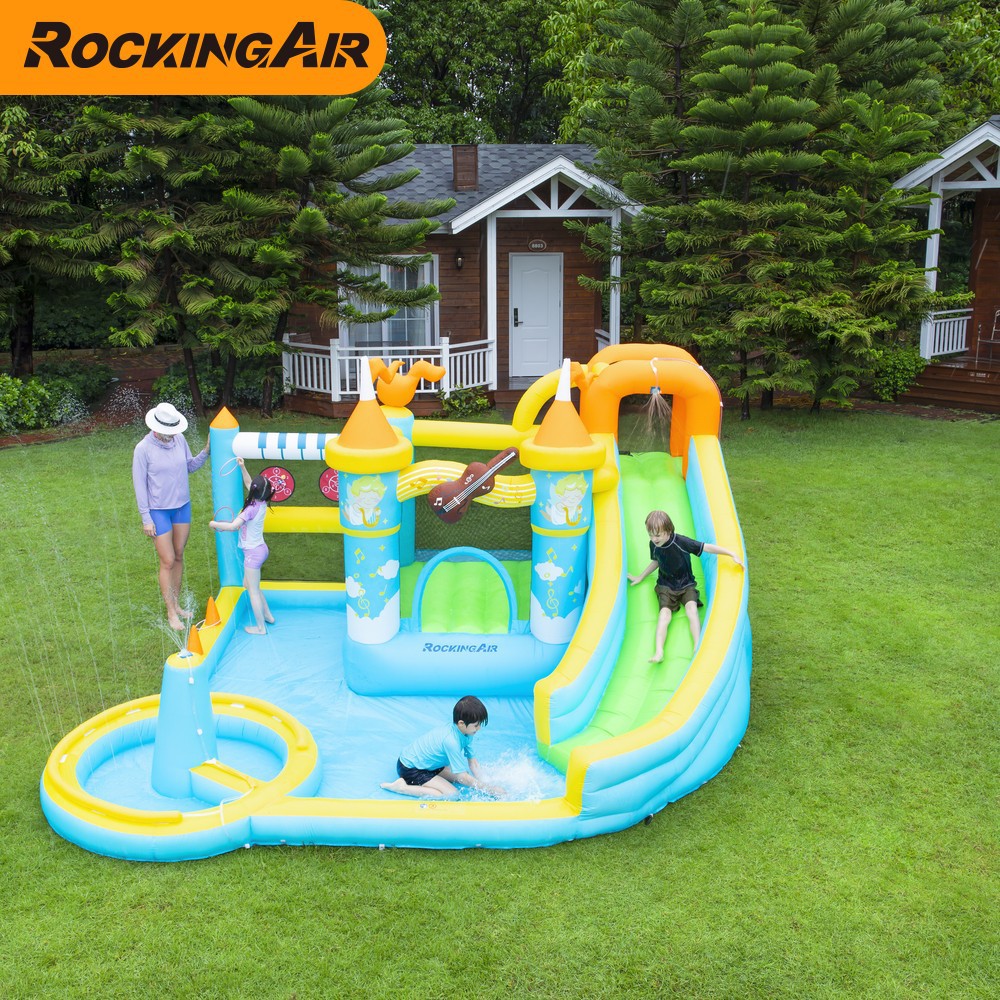 Castillo infláble para niños pequeño castillo de rociador de agua al aire libre casero infláble trampolín rebotante fiesta castillo infláble
