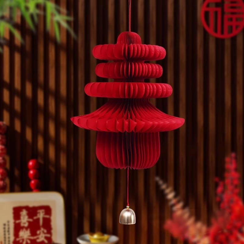 新年装饰纸灯笼挂饰春节过年礼卧室房门挂件元宵节蜂窝球布置葫芦|undefined