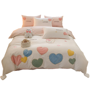 Princess Ins Style Wholesale Bed Four-Piece Set 100 Girls Internet Celebrity Bedding Kidsren's Quilt Cover Bed Sheets Bed Bed Sheets