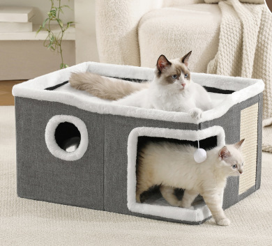 이중 층 측면 구멍 대형 고양이 둥지 60*40.5*32.5