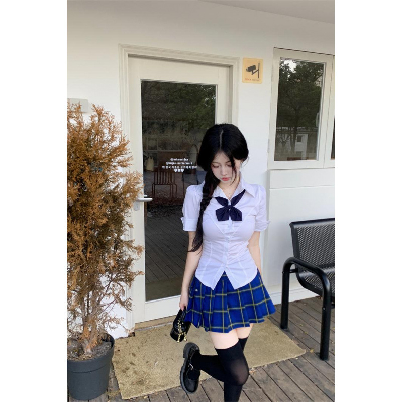 323-A 리얼 가격  블랙 워터 레이크 스완 퓨어 JK 유니폼 허리 스파이스 셔츠 세트