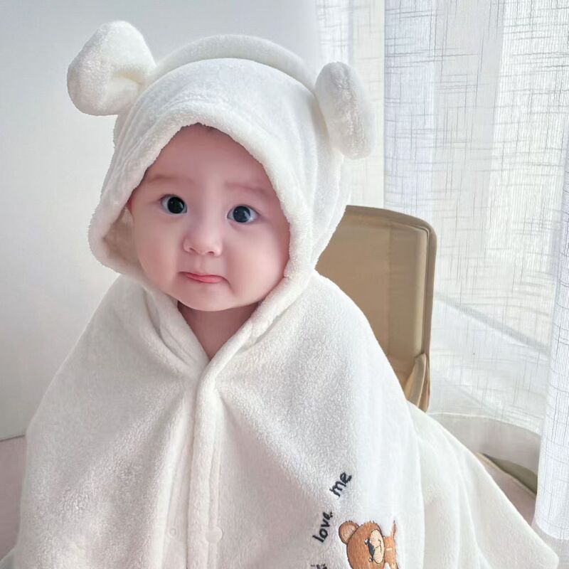 Children's bath towel for boys and girls, absorbent, quick-drying, ultra-soft, non-shedding, wearable bathrobe, hooded cape for newborns