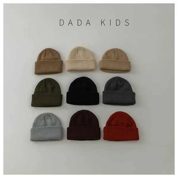 Children's Hat Autumn and Winter Warm Knitted Hat Ins Korean Boys and Girls Simple Pure Color Stylish Woolen Hat