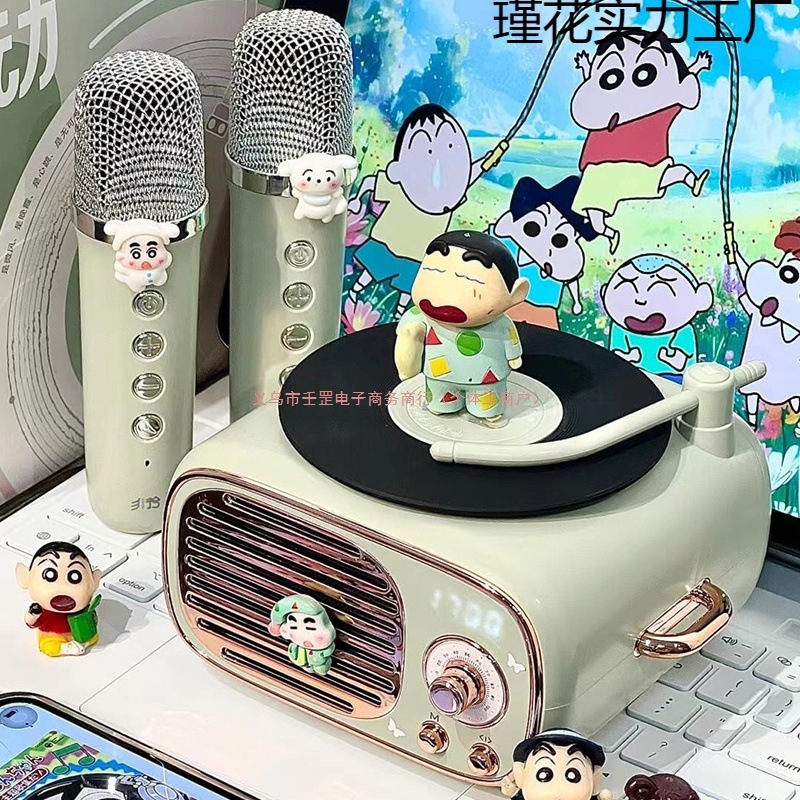 クレヨンしんちゃんレコード機ブルートゥーススピーカーの新型オーディオマイク実用誕生日プレゼント|undefined