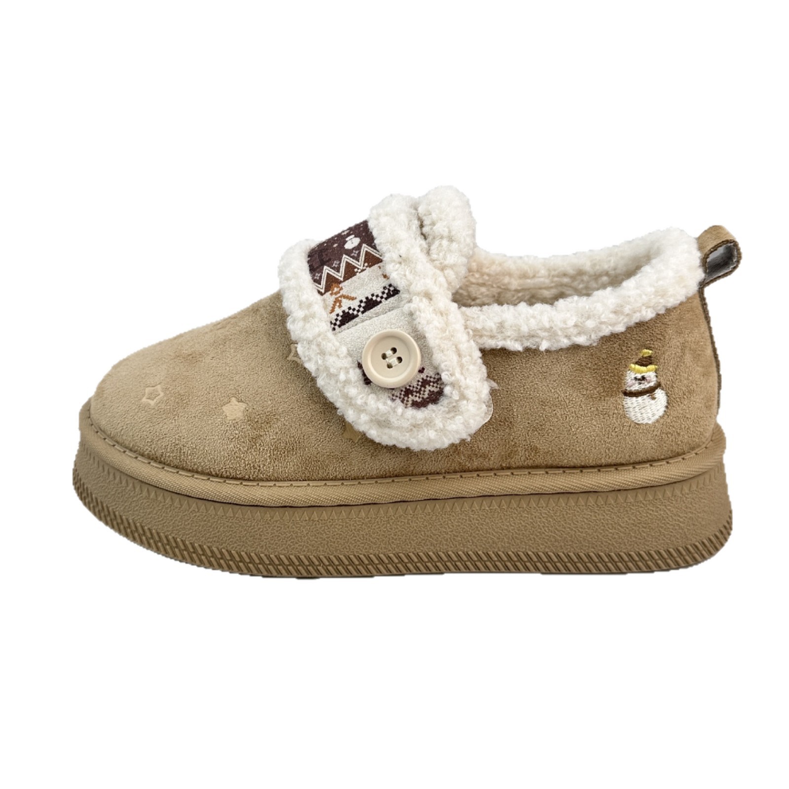 Zapatos de algodón de invierno de larga onda de estudiantes de niñas con zapatos casuales adicionales de lana 2025 nuevos zapatos de nieve de cilindro bajo coreanos