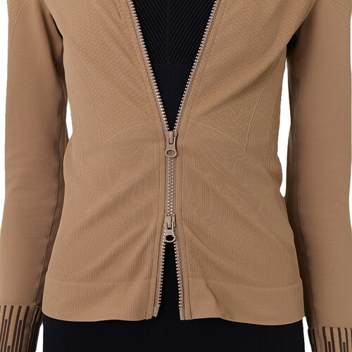 New-style yoga sports hoodie with dual zippers, long-length design, long sleeves, slim fit, and moisture-wicking/quick-drying features—perfect for running and other athletic activities.