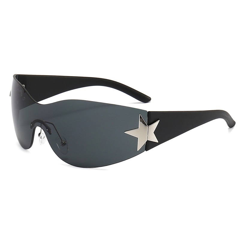 Estrella de cinco puntas sin marco europeo y americano transfronterizo integrado gafas de sol estilo piloto de moda 2023 gafas de sol cóncavas