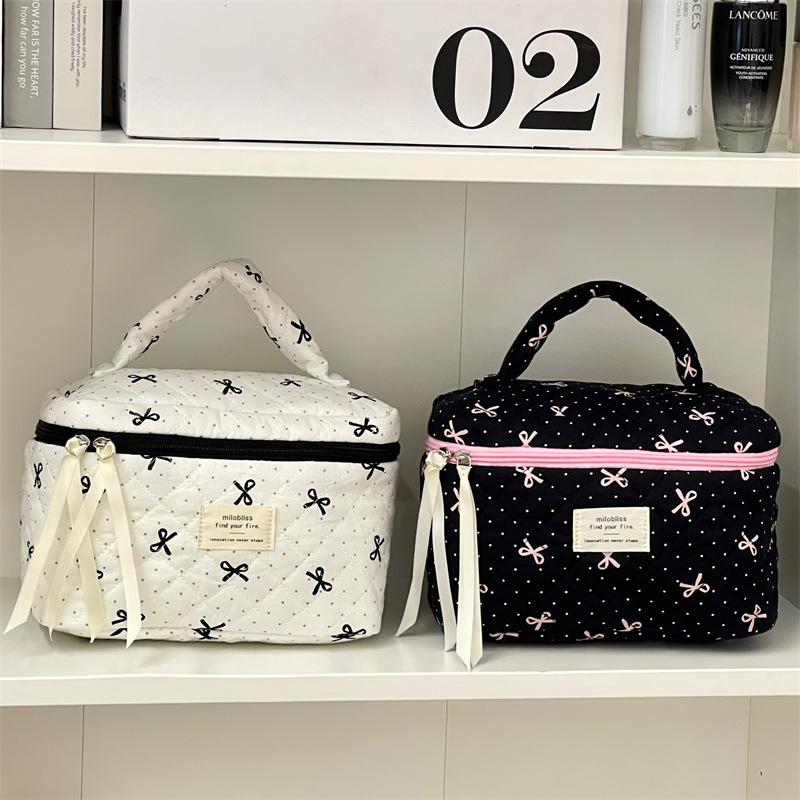 Nuevo punto de onda bolsas de maquillaje de arco de alta belleza bolsa de almacenamiento de viaje de gran capacidad bolsa de maquillaje bolsa de tocador bolsa de lavado