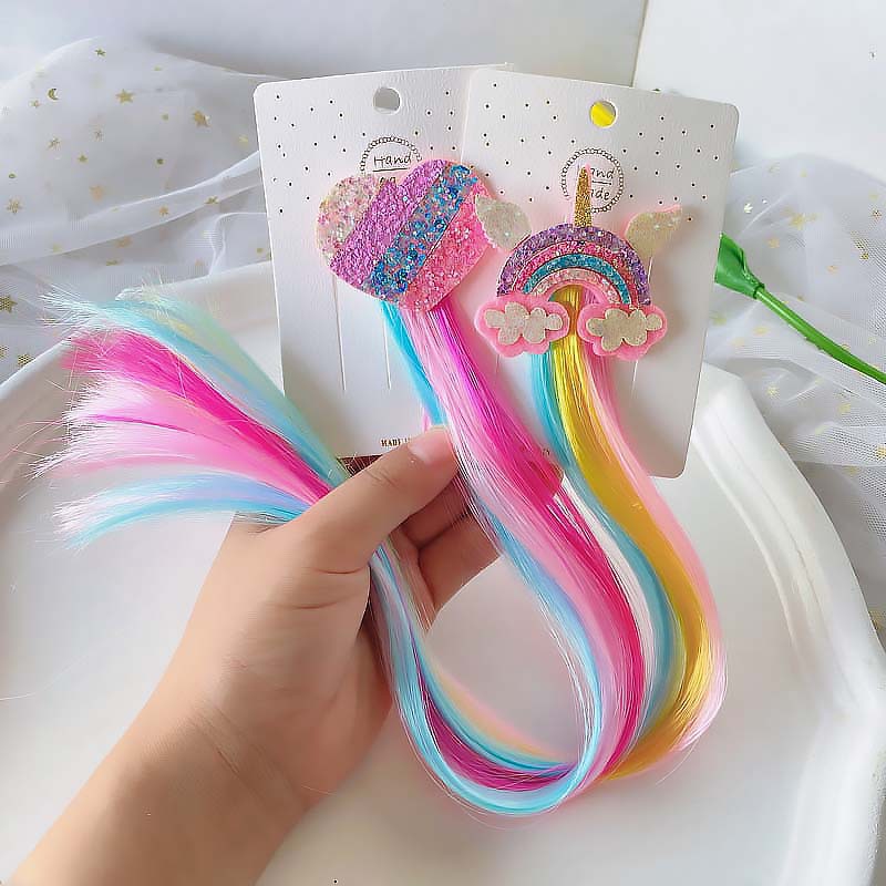 Cartoon Style Rainbow Unicorn Cloth Handmade Hair Clip 1 Piece display picture 2