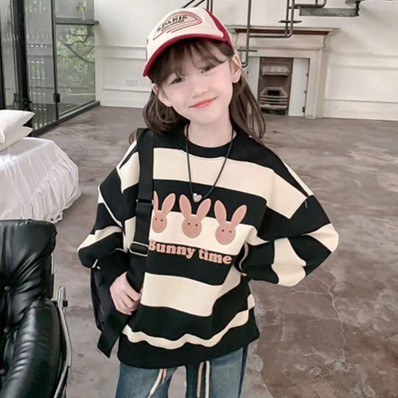 Girls' sweatshirt, spring and autumn style, 2026 new style, Korean style, fashionable, trendy children's clothing top for medium and large children.