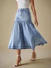 M 81181 A-Line Denim High Waist Skirt ţ��A���Lȹ ���l