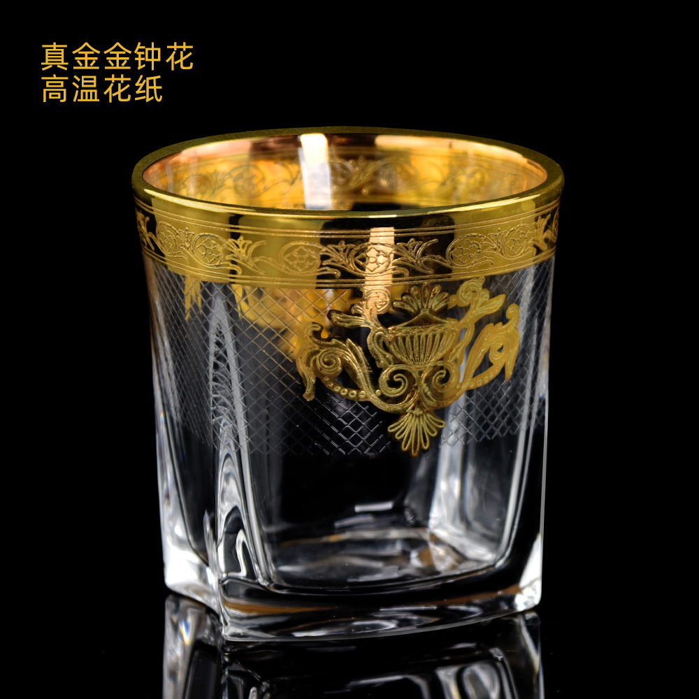 欧式奢华金钟花纸加厚酒具 酒吧装饰摆件 高档水晶玻璃商务礼品