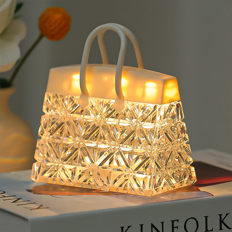 Cross-border Explosions Crystal Transparent Handbag Nightlight Creative Atmosphere Light Bedroom Studio Hotel Ornaments