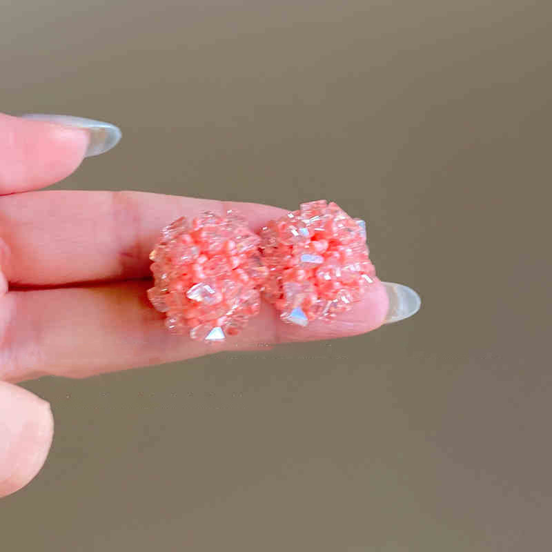 Aguja de plata flor rosa borla estilo vacaciones pendientes verano dulces y exquisitos pendientes pequeños pendientes de diseño fresco mujeres