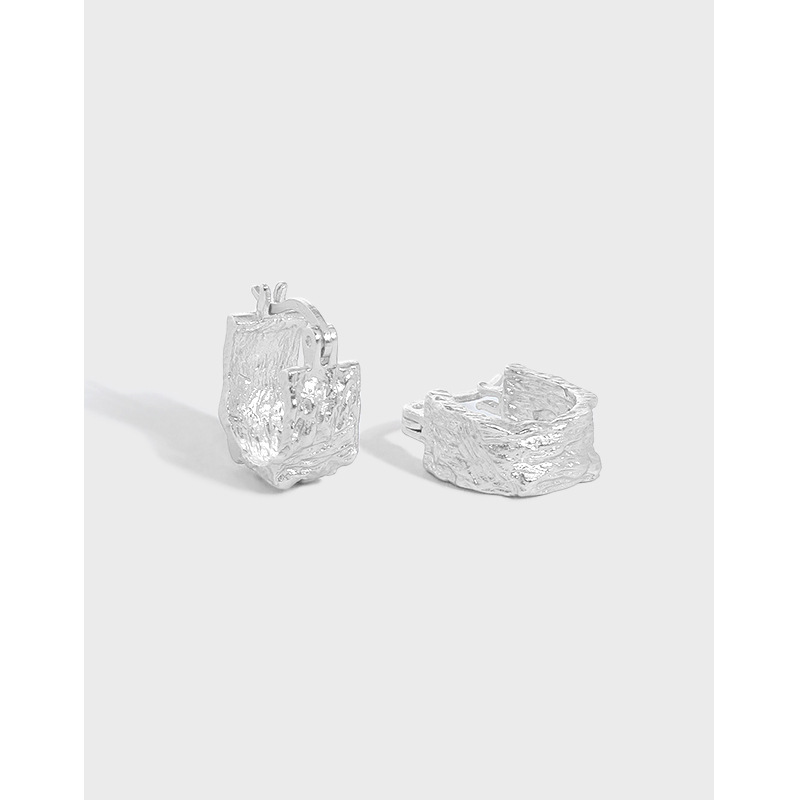 389 Korean Style ins Original Niche Design Sense Cold Style Minimalist Joker Texture Texture S925 Sterling Silver Ear Buckle for Women