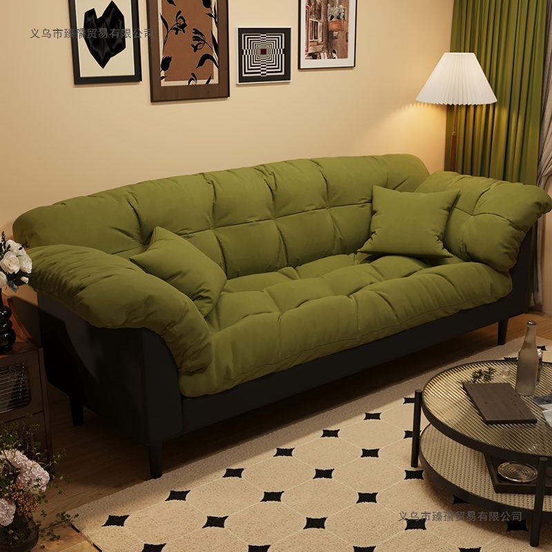 Fabric Sofa Living Room Retro New Style Small Apartment Modern Simple Double Rental Room Bedroom Straight Lazy Sofa
