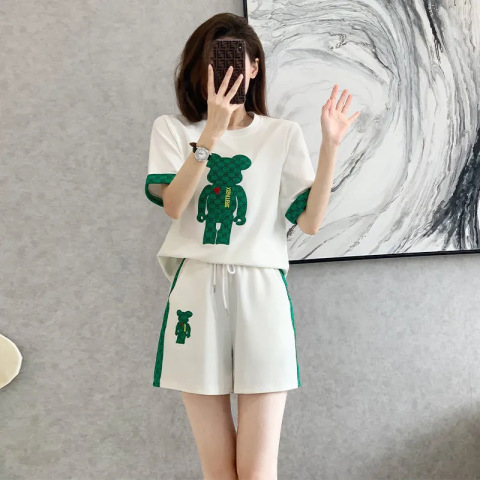 2022 Summer Shorts Running Sports Suit Women's Fashion Brand Fashionable Loose Thin Short-sleeved Casual Two-piece Set