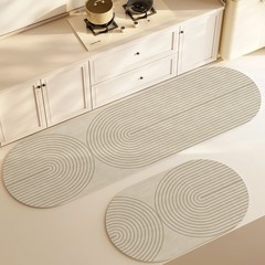 シンプルなわびさびスタイルの珪藻泥フロアマット、家庭用キッチンやレストラン用、汚れにくく洗える2点セット、寝室用滑り止めベッドサイドブランケット