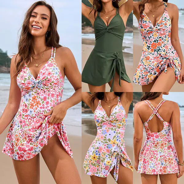 2025 new twist bag cross skirt one-piece swimsuit explosion foreign trade swimsuit Amazon one-piece swimsuit women