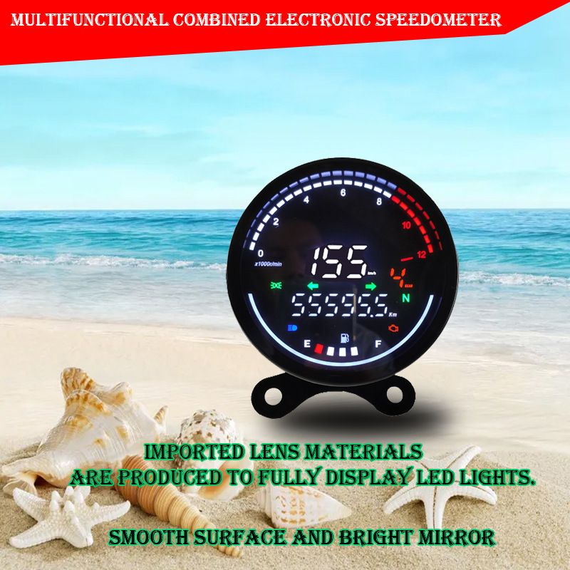 Retro Motorcycle LCD Digital Meter Speedometer Tachometer Odometer
