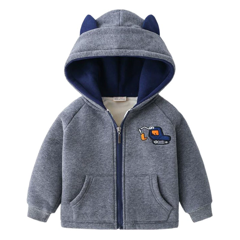 Утепленная флисовая куртка на молнии для мальчиков, новинка осени 2025, детская модная куртка с капюшоном, в корейском стиле, трендовая