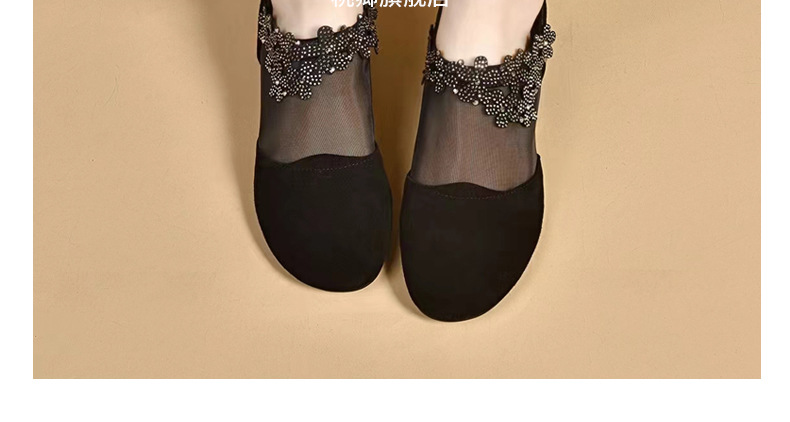 Giày sandal nữ da thật mũi tròn gót vuông 5 cm khoét lỗ hở mũi — Chiều cao gót 5 cm chi tiết 25