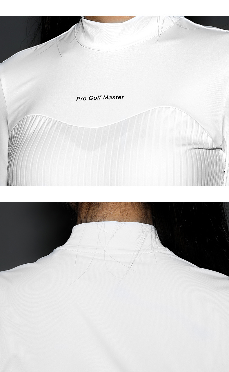 Áo thun dài tay nữ cổ tròn thể thao golf nhẹ thoáng mát — YF737 [Áo sơ mi trắng POLO, YF737 [Áo sơ mi trắng đen POLO chi tiết 18