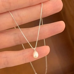 小紅書同金s925銀シンプル鎖骨天然淡水真珠ペンダント高級感ネックレスファッション女性卸売り