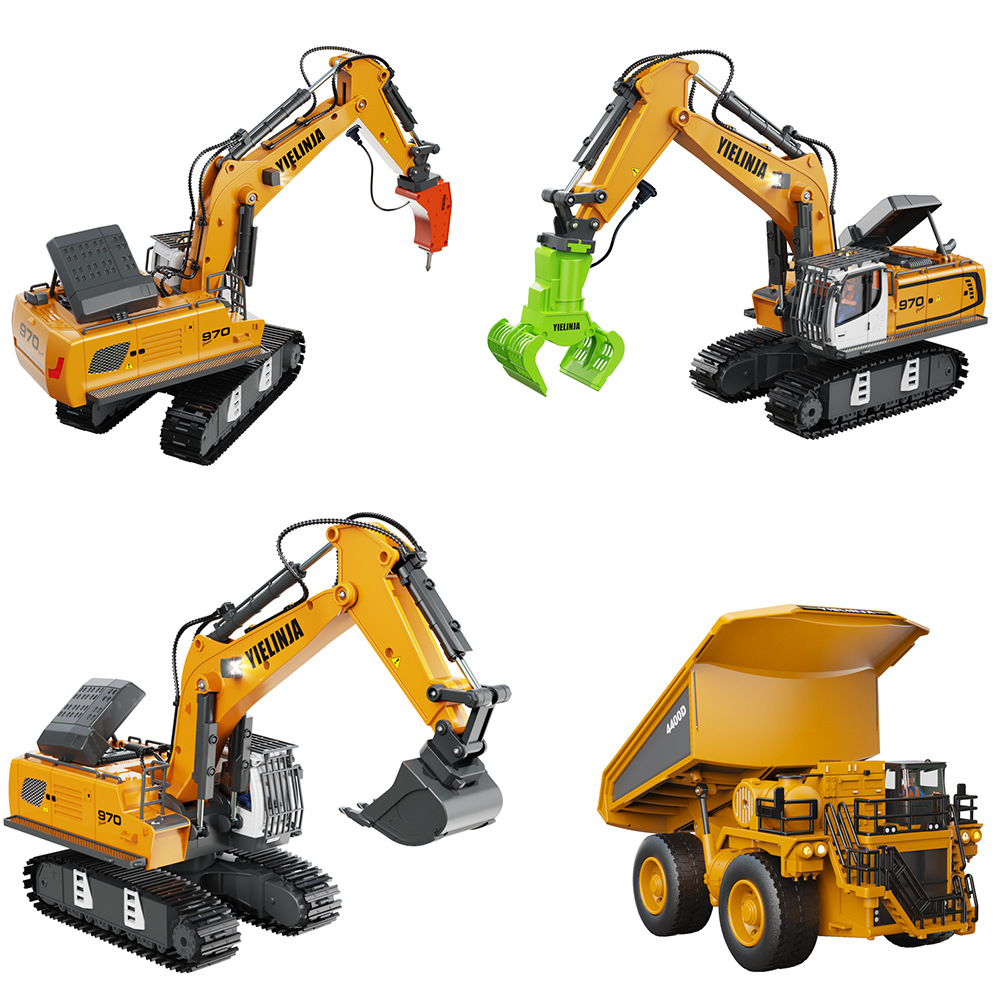 Excavadora de juguete con control remoto, camión volquete de aleación, bulldozer para niños, Amazon