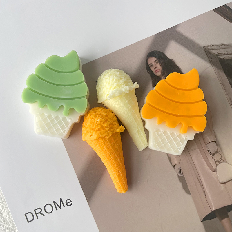 Cono de helado de cristal epoxi molde de silicona aromaterapia vela yeso DIY pastel decoración molde de chocolate