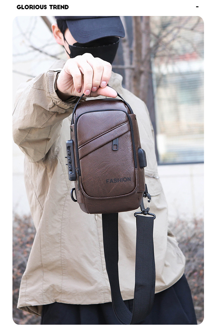 Men's chest bag, casual water-repellent single-shoulder crossbody bag, men's high-end outdoor travel bag, cycling bag, storage bag undefined