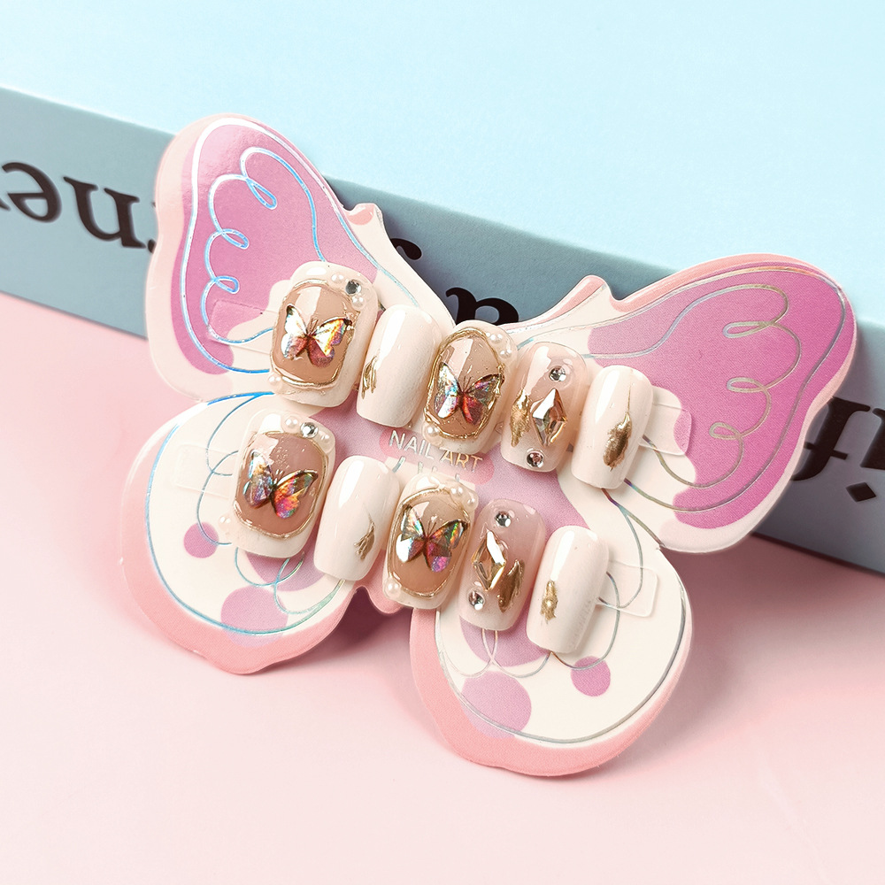 Parche de uñas de perlas para jóvenes Barroco Aurora Mariposa Manicura para niñas de 10 a 16 años