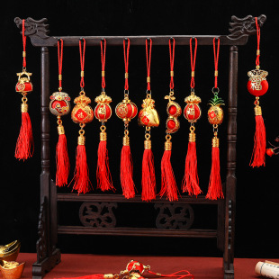 Spring Festival Wedding Room Decoration Potted Plants Moved to New Residence Silk Ball Little Red Lantern String Plate Fortune Bag Pendant Spring Festival