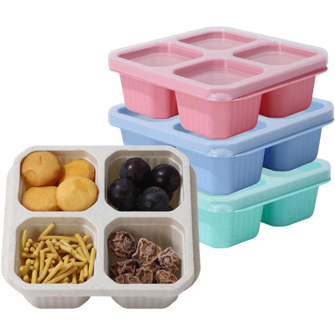 Cross-Border Wheat Straw Compartmented Lunch Box Lunch Box Set Snack Snack Box Kidsren's Sauce Compartment Box