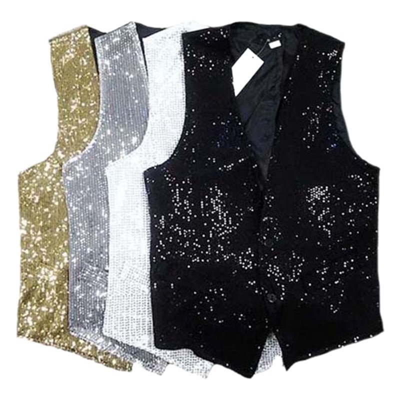 El comercio exterior de Fábrica Directa anfitrión coro de rendimiento de la reunión anual de rendimiento en el escenario mejor hombre fotografía Delgado Chaleco de lentejuelas