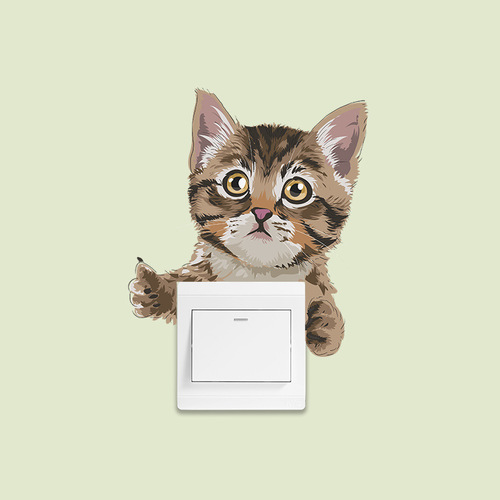 KG245-KG251 Cartoon painted cute cat bird switch sticker home decoration random wall sticker self-adhesive