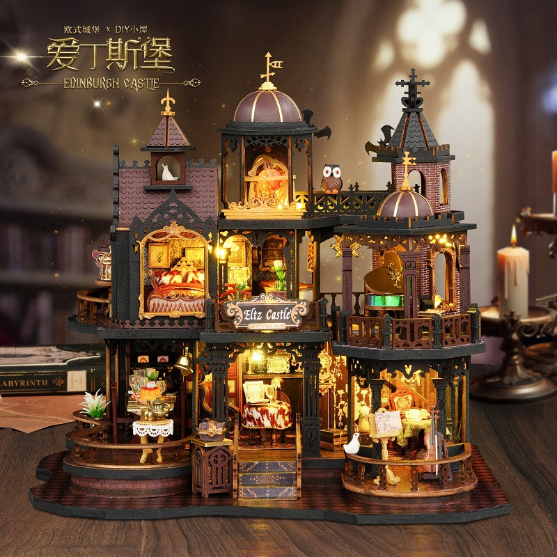 Edinsburg comercio electrónico transfronterizo bricolaje cabaña modelo de juguete ensamblado a mano bricolaje cabaña libro rompecabezas tridimensional