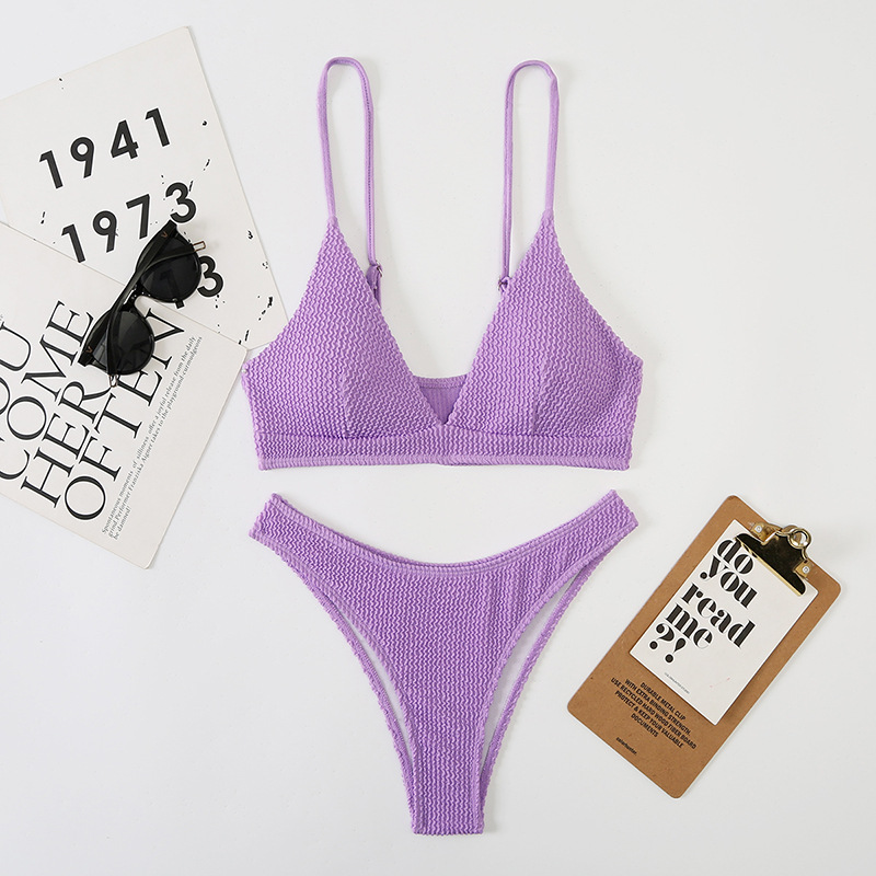 Nylon, Polyester Fabric Type Women's Solid Color 2 Pieces Set Bikinis Swimwear