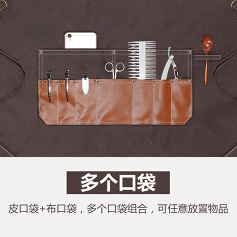 Comercio exterior lienzo delantal logotipo personalizado arte leche cruda tienda de té restaurante cafetería guardapolvos delantal al por mayor personalizado