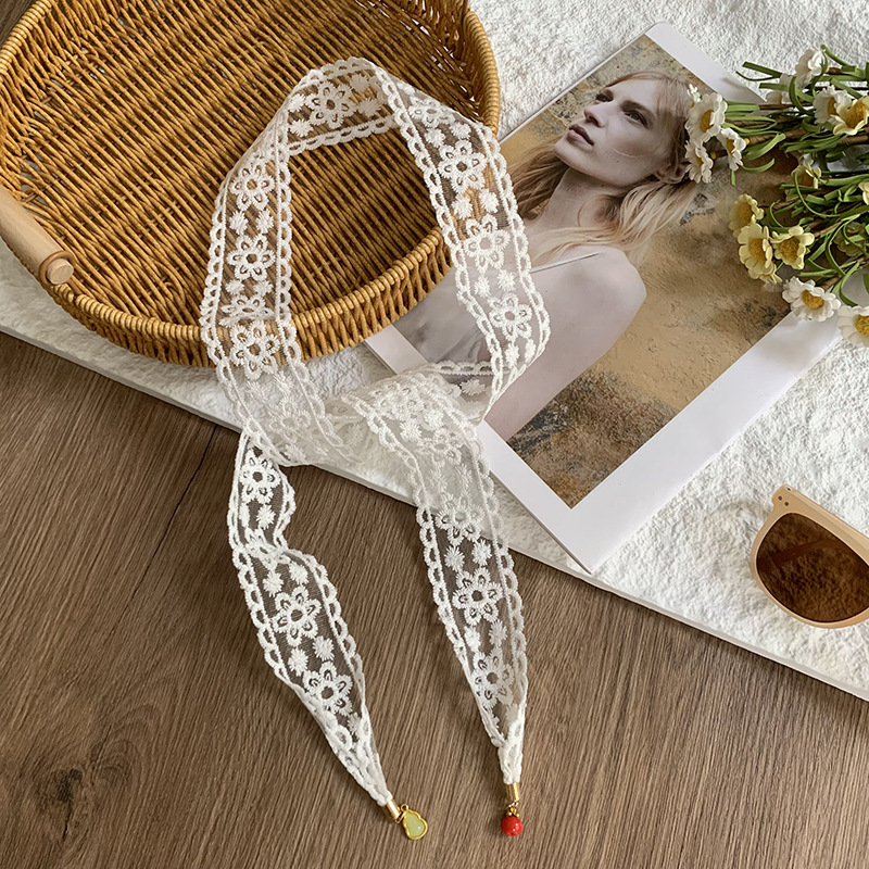 Nuevo colgante de moda de encaje de hadas trenzado correa de cabello flotante correa de cabello blanca correa de cabello universal temperamento correa de cabello hueco