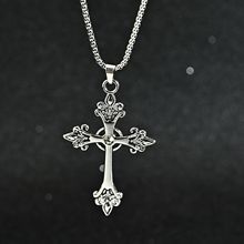 美欧复古简约菱形十字架吊坠项链韩版酷气质冷淡风十字架项链饰品