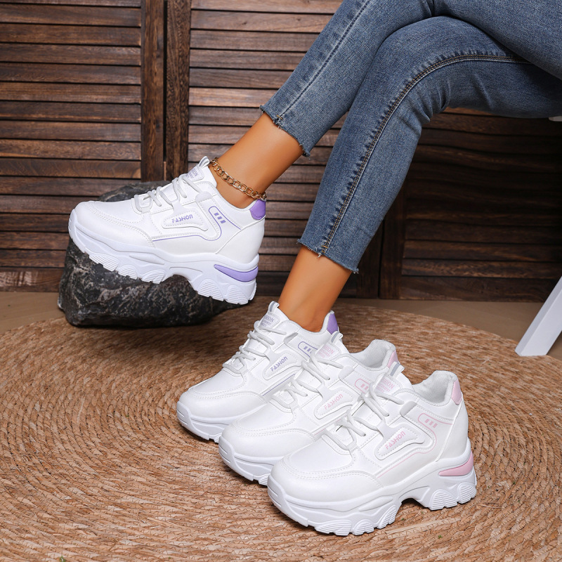 Foreign trade style women's spring-summer new thick-soled color-block sequin breathable casual sneakers with internal height increase Foreign trade style women's spring-summer new thick-soled color-block sequin breathable casual sneakers with internal height increase