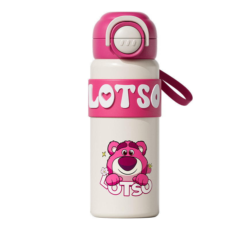 Nuevo niño 316 acero inoxidable doble bebida taza aislante Aisha encantadora taza de paja de dibujos animados fresa oso regalo taza de agua