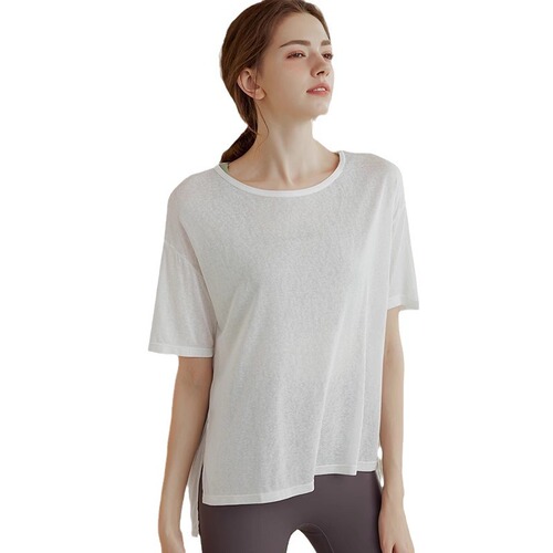 Women's Loose Fit Hooded Sweatshirt for Summer, Lightweight Yoga Top, Breathable Running and Fitness Short Sleeve T-Shirt
